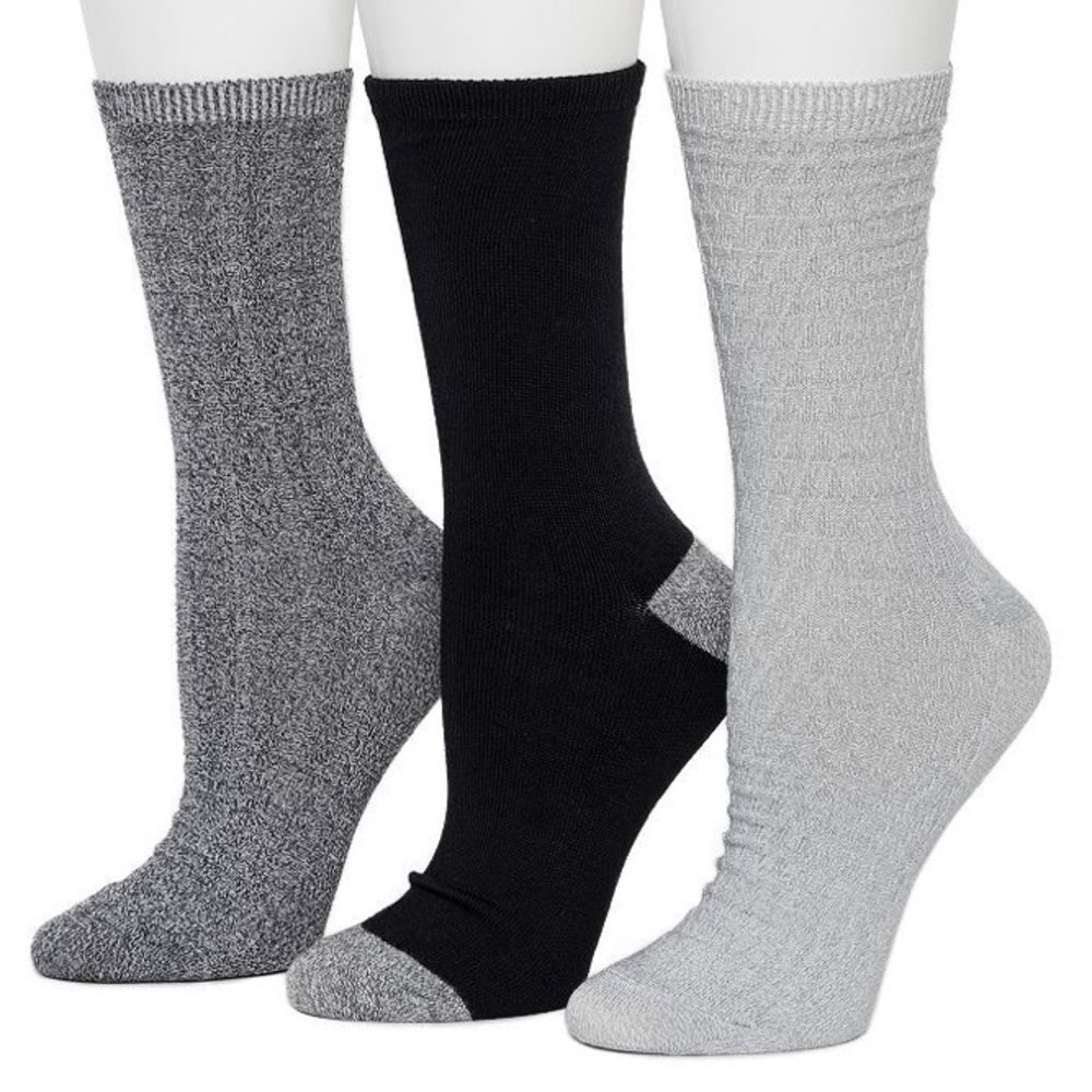 Cuddl Duds Plushfill 3-Pack Midweight Falling Rain Texture Crew Socks NEW